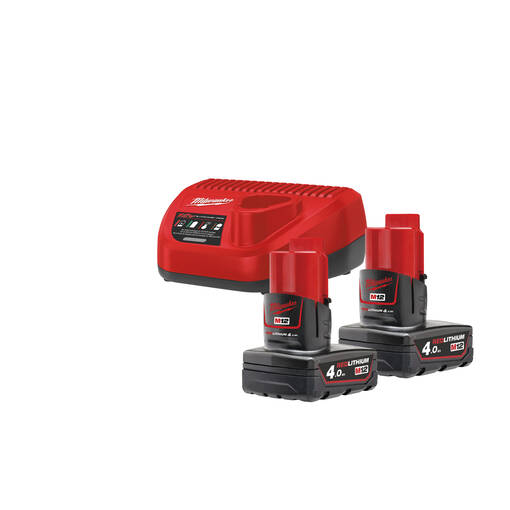 MILWAUKEE M12NRG-402 AKKUSETTI - M12 12V Akut ja laturit - 800M12NRG402 - 1