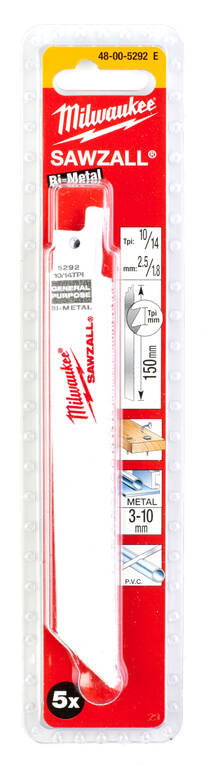 PUUKKOSAHANT 5KPL 150/10/14TPI YLEIS MIL - Puukkosahanterät - 63848005292 - 1