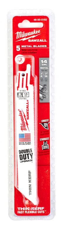 PUUKKOSAHANT MET 5KPL 150/14TPI MILW - Puukkosahanterät metalli - 63848005182 - 1