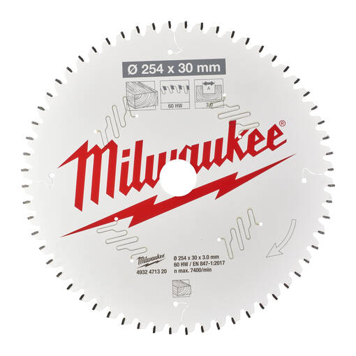 PYÖRÖSAHANTERÄ 254x60Tx30 MM MILWAUK - Pyörösahanterät puu - 635101465 - 1